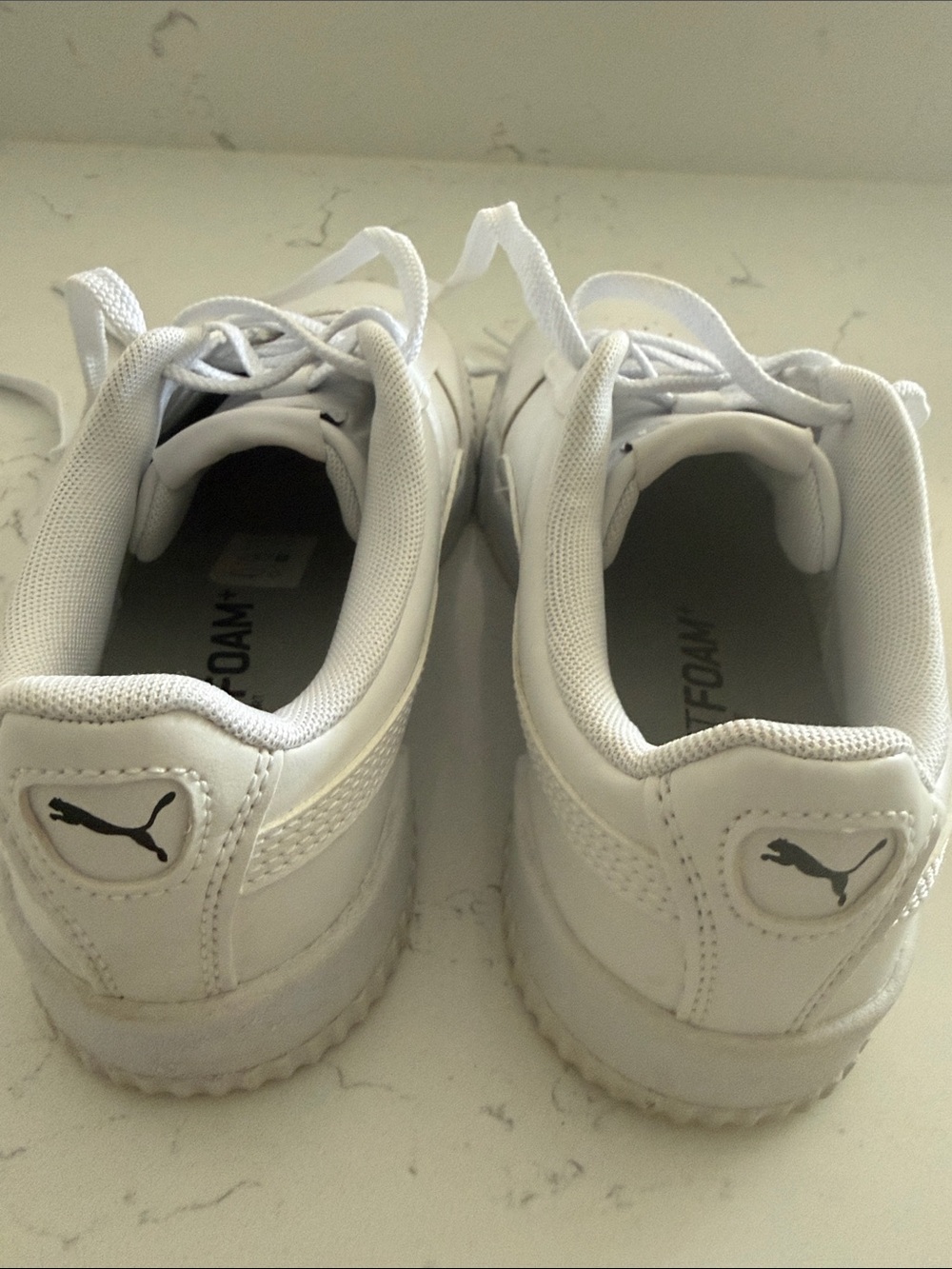 Puma White Leather Platform Sneakers Shoes 6.5 - Picture 5 of 7